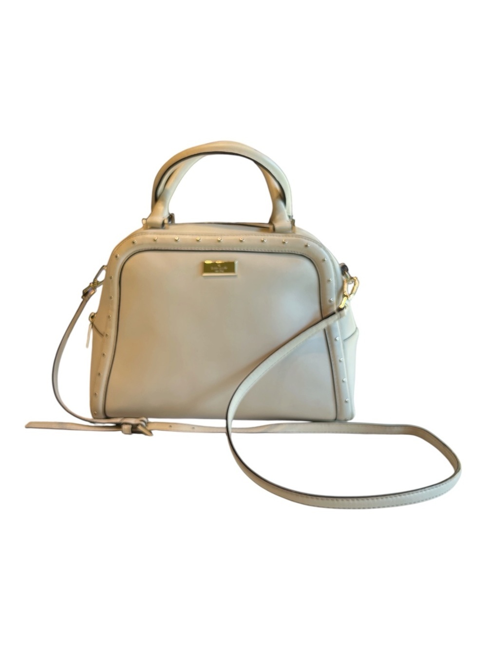 NEW KATE SPADE HELENA STREET ROCKI Leather Satchel Crossbody Chalk Pebble/Gold